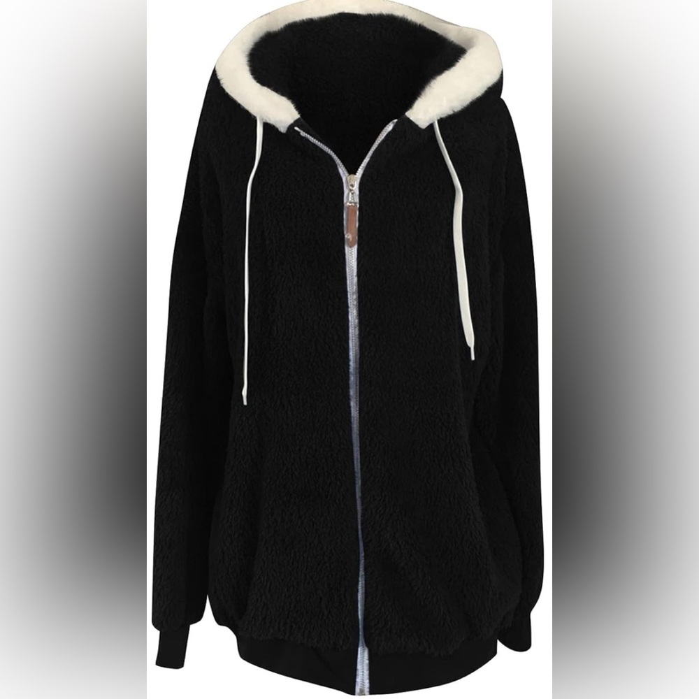 Oversized Black Fleece Jacket for Women